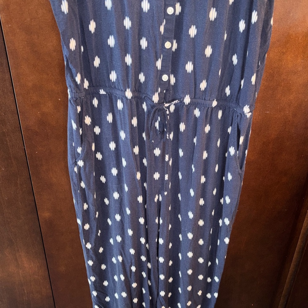 LOFT Navy Jumpsuit with White Accents - Picture 4 of 6